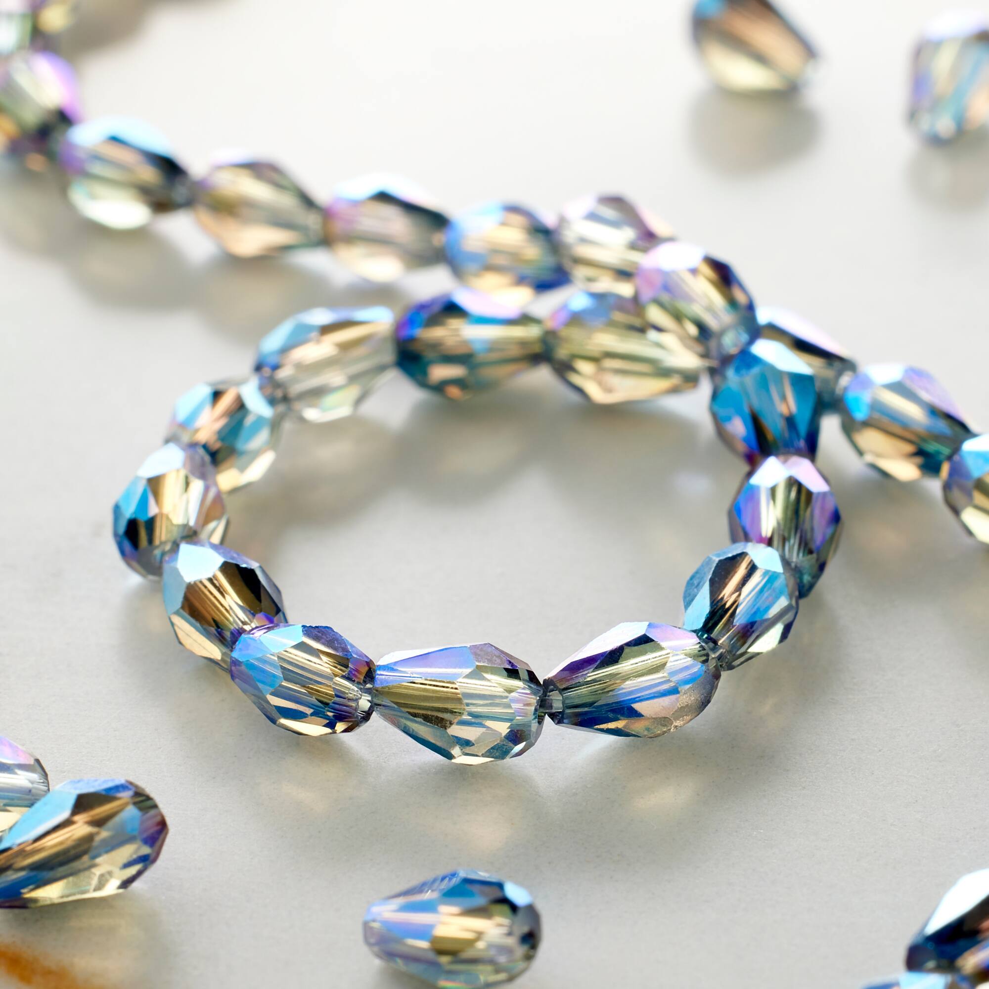 Blue Small Lustrous Teardrop Glass Beads, 6mm by Bead Landing™